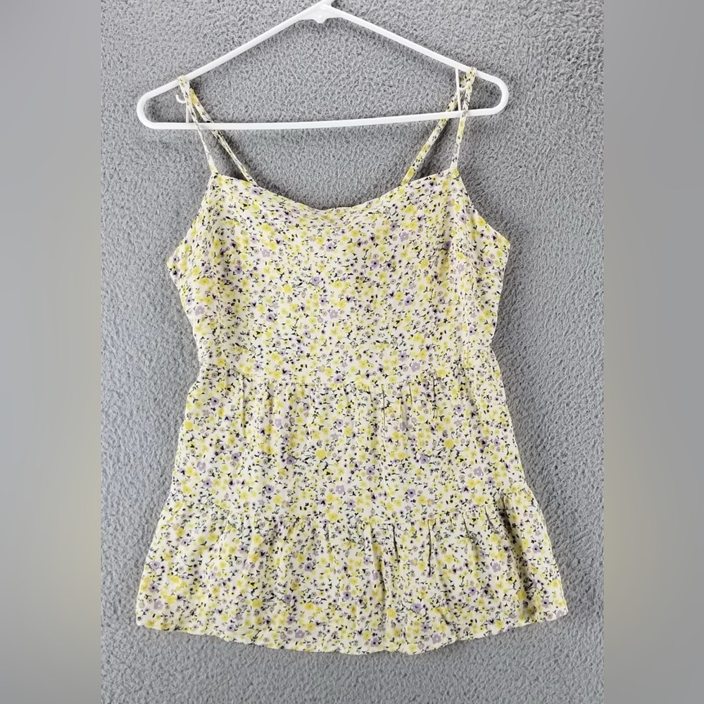Daisy & Delilah Floral Spaghetti Strap Dress Yellow w Tie Back sz Medium NWT